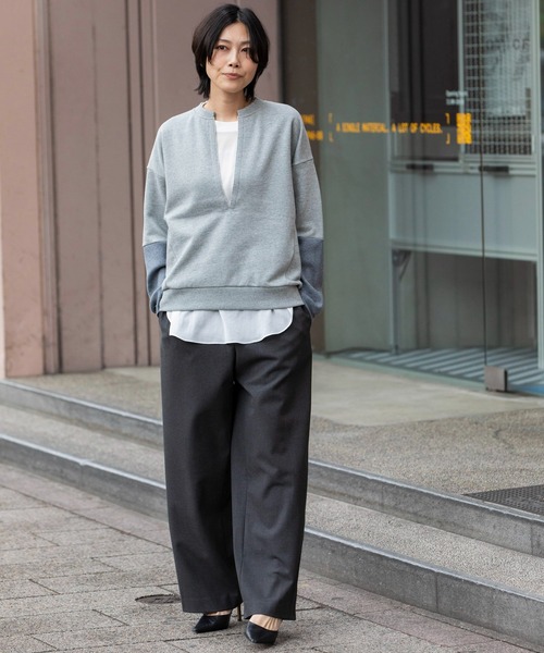 tシャツ フレンチテリー×ニットジャージドッキングプルオーバー レディース Munich tシャツ フレンチテリー×ニットジャージドッキングプル