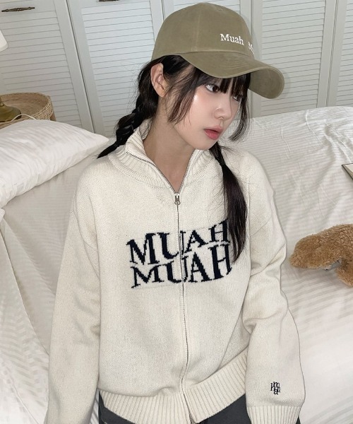 パーカー A'GEM/9 × .kom 「muah muah/ムーアムーア」 LAMBSWOOL JACQUARD KNIT ZIPUP/ラムウールジ パーカー A'GEM/9 × .kom 「muah muah/ムーアムーア」 LAMBSWOOL