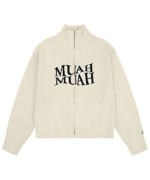 パーカー A'GEM/9 × .kom 「muah muah/ムーアムーア」 LAMBSWOOL JACQUARD KNIT ZIPUP/ラムウールジ パーカー A'GEM/9 × .kom 「muah muah/ムーアムーア」 LAMBSWOOL