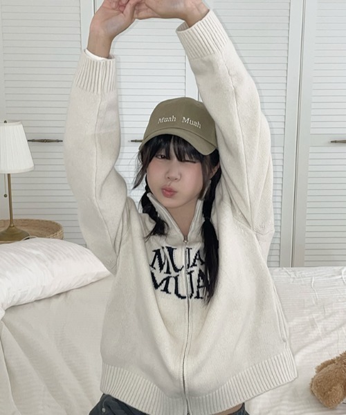 パーカー A'GEM/9 × .kom 「muah muah/ムーアムーア」 LAMBSWOOL JACQUARD KNIT ZIPUP/ラムウールジ パーカー A'GEM/9 × .kom 「muah muah/ムーアムーア」 LAMBSWOOL