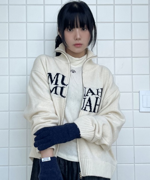 パーカー A'GEM/9 × .kom 「muah muah/ムーアムーア」 LAMBSWOOL JACQUARD KNIT ZIPUP/ラムウールジ パーカー A'GEM/9 × .kom 「muah muah/ムーアムーア」 LAMBSWOOL