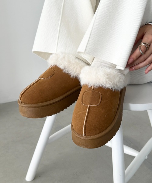 CLEA スリッポン フェイクファー厚底ムートンスリッポンシューズ