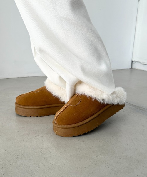 CLEA スリッポン フェイクファー厚底ムートンスリッポンシューズ