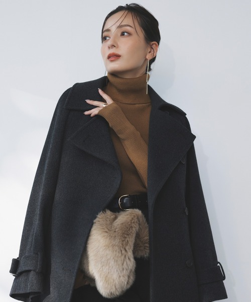 anuans ニット セーター カシミヤブレンドフィットリブニット