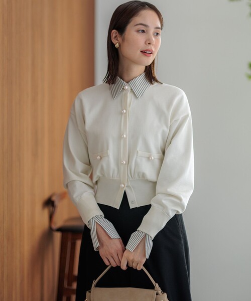 T483新品組曲ELENA パールボタン ニットジャケット3￥15950 WEB限定色あり】ELENA パールボタン ニットジャケット / 組曲