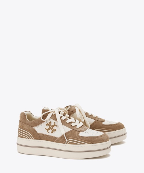 【Tory Burch】クローバーコート スエード＆レザー スニーカー TORY BURCH スニーカー クローバー プラットフォーム コート