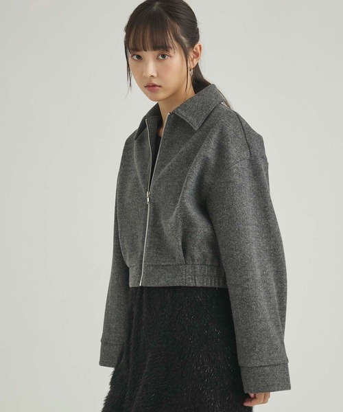 極美品 FABRIQUE グレー ブルゾン ジャケット ウール 38 グッチ ウールカシミヤ テーラードジャケット グレー 382378