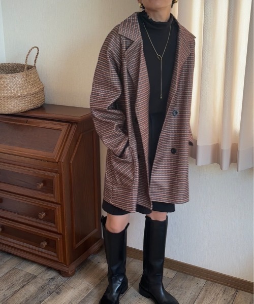 ジャケット テーラードジャケット チェック柄 オーバーサイズ ダブル