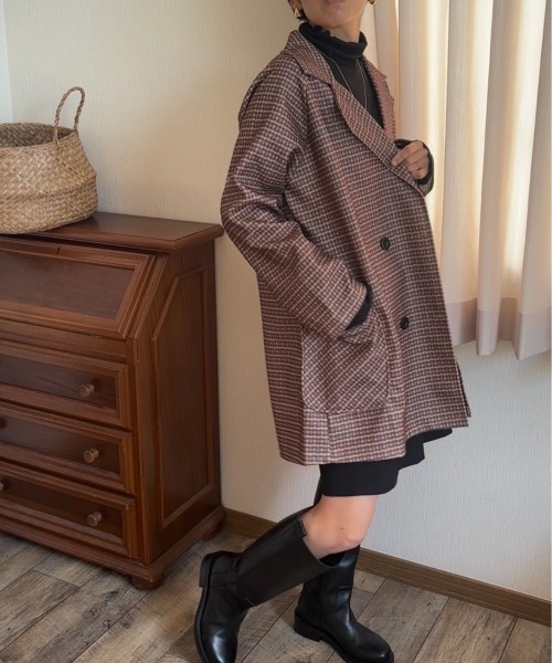 ジャケット テーラードジャケット チェック柄 オーバーサイズ ダブル