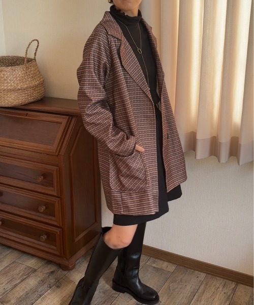 ジャケット テーラードジャケット チェック柄 オーバーサイズ ダブル