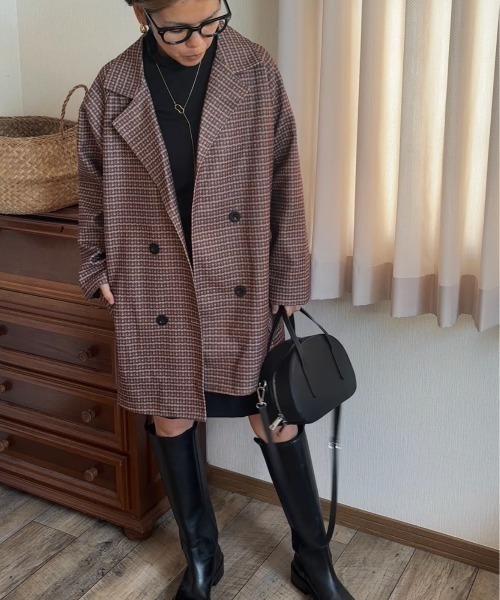 ジャケット テーラードジャケット チェック柄 オーバーサイズ ダブル