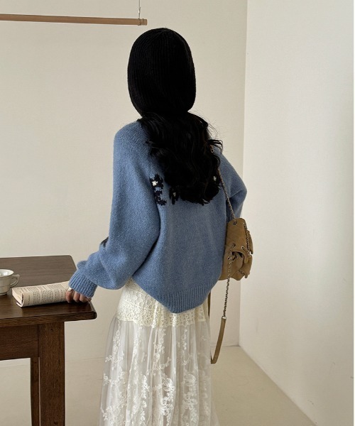 gossip!ロサンゼルス ニット セーター Y2K レトロ 小花柄ニットダブル