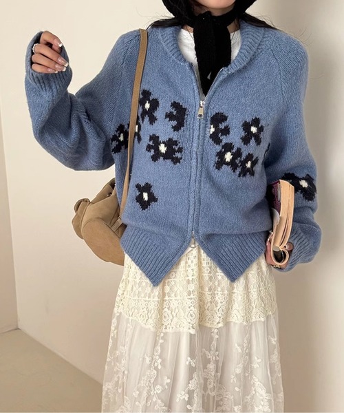 gossip!ロサンゼルス ニット セーター Y2K レトロ 小花柄ニットダブル 