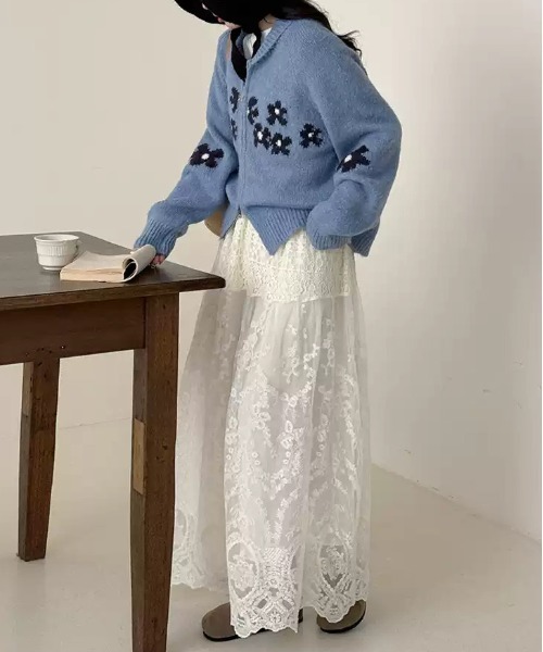 gossip!ロサンゼルス ニット セーター Y2K レトロ 小花柄ニットダブル