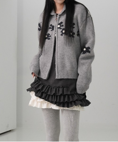 LAURASHLEY　ウールシルク綿　花柄　ニット ロングカーディガン レトロ LAURASHLEY ウールシルク綿 花柄 ニット ロングカーディガン レトロ