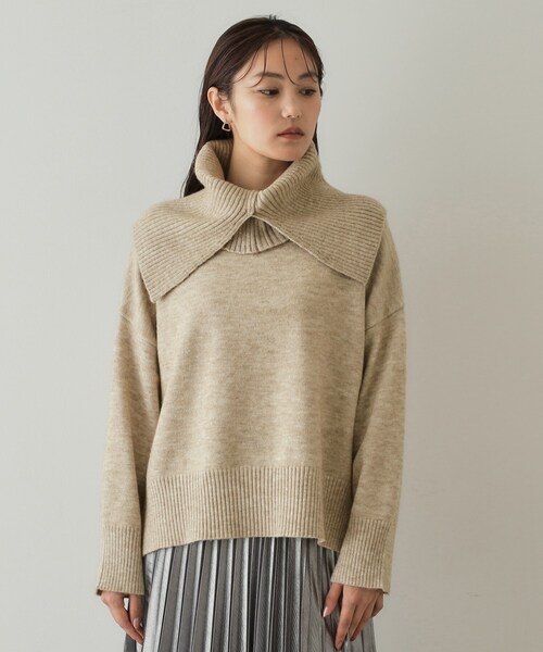 Allege. ニット ネックウォーマー OPAQUE.CLIP ニット セーター 2WAYネックウォーマー付ニット