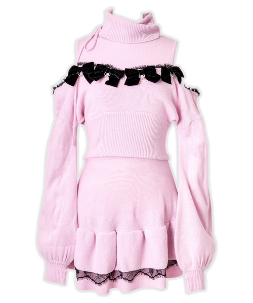AVENCHUMU ワンピース Piercing Ribbon open shoulder one piece