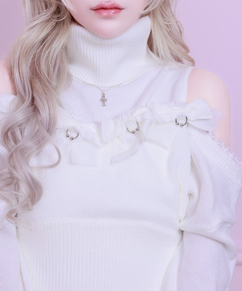 新入荷 AVENCHUMU ワンピース piece one shoulder open Ribbon Piercing ワンピース
