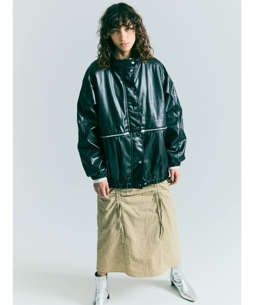 コート アウター 2WAY METALLIC LEATHER BLOUSON レディース