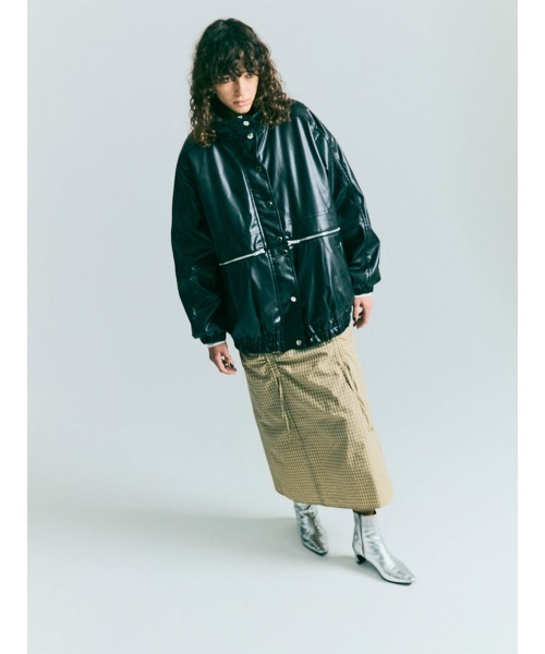 コート アウター 2WAY METALLIC LEATHER BLOUSON レディース
