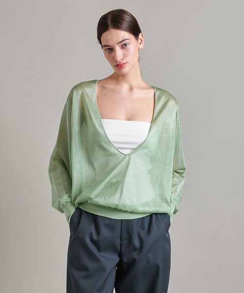 LOEFF ニット セーター 「LOEFF」シアー Vネック プルオーバー