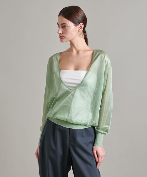 LOEFF ニット セーター 「LOEFF」シアー Vネック プルオーバー