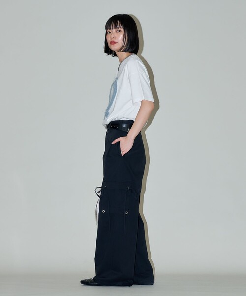 PUBLUX（パブリュクス） ワイドパンツ パンツ リボン付きワークワイド 