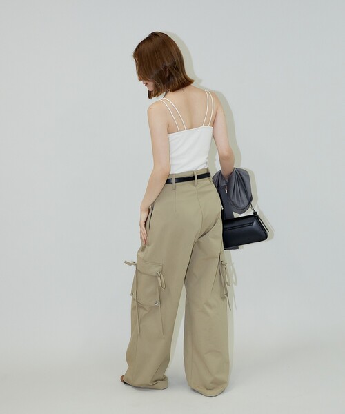 PUBLUX（パブリュクス） ワイドパンツ パンツ リボン付きワークワイド