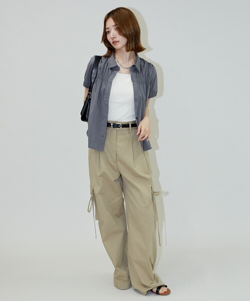 PUBLUX（パブリュクス） ワイドパンツ パンツ リボン付きワークワイド