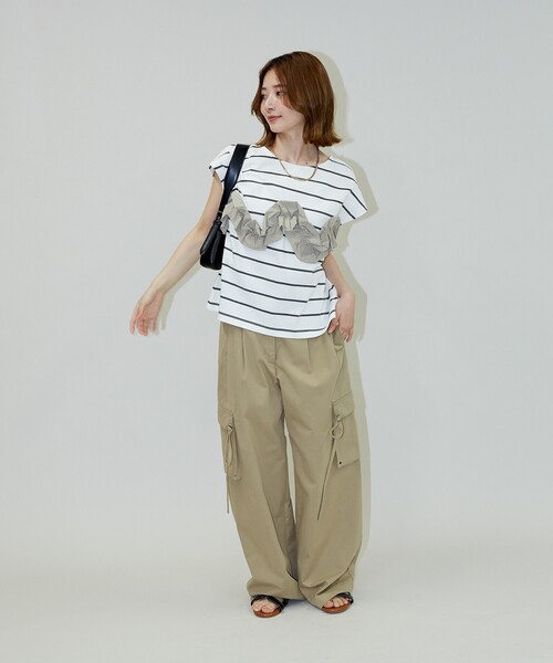 PUBLUX（パブリュクス） パンツ リボン付きワークワイドパンツ 限定
