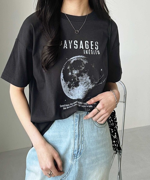 みい♥オーダー品 GeeRA tシャツ 箔メタリック＆宇宙プリントオーバーサイズ半袖Tシャツ