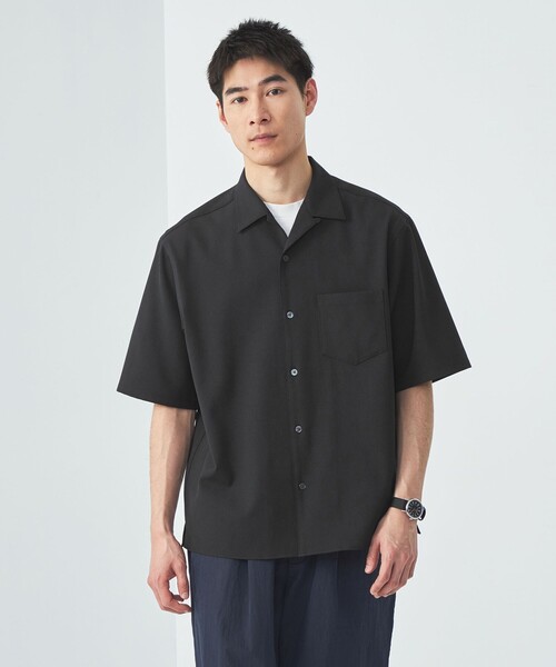 シャツ シャンブレー ツイル ジャストルーズ オープンカラー 半袖 シャツ -ストレッチ- メンズ | green label relaxing