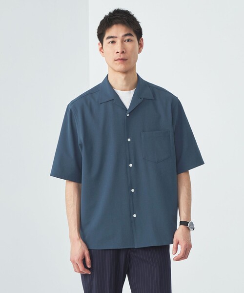 シャツ シャンブレー ツイル ジャストルーズ オープンカラー 半袖 シャツ -ストレッチ- メンズ | green label relaxing | 03
