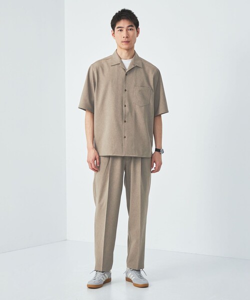 シャツ シャンブレー ツイル ジャストルーズ オープンカラー 半袖 シャツ -ストレッチ- メンズ | green label relaxing | 05