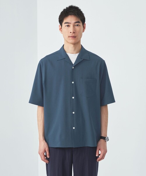 シャツ シャンブレー ツイル ジャストルーズ オープンカラー 半袖 シャツ -ストレッチ- メンズ | green label relaxing | 07