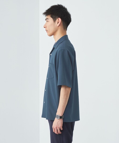 シャツ シャンブレー ツイル ジャストルーズ オープンカラー 半袖 シャツ -ストレッチ- メンズ | green label relaxing | 08