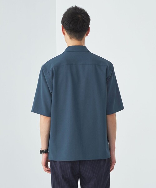 シャツ シャンブレー ツイル ジャストルーズ オープンカラー 半袖 シャツ -ストレッチ- メンズ | green label relaxing | 09
