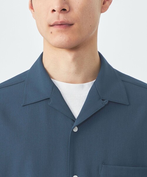 シャツ シャンブレー ツイル ジャストルーズ オープンカラー 半袖 シャツ -ストレッチ- メンズ | green label relaxing | 10