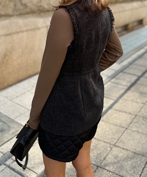 ST.ROONEY（セントルーニー） ベスト ジレ ツイードフリンジベスト「低