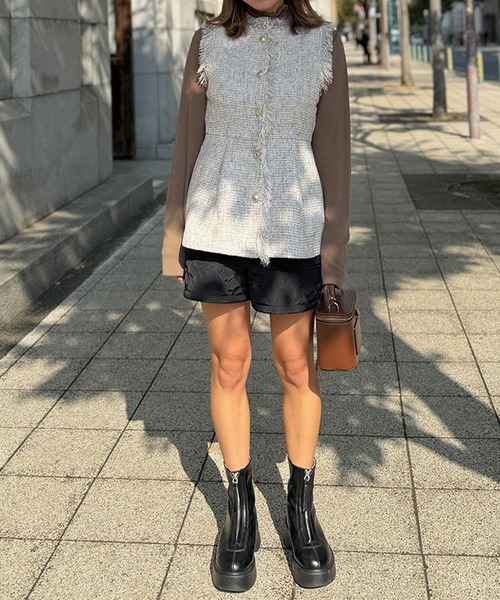 セントルーニー　フリンジジレ ST.ROONEY（セントルーニー） ベスト ジレ ツイードフリンジベスト「低