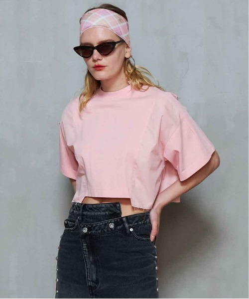 大人女性の MAISON T-shirt Short Crash Docking tシャツ SPECIAL トップス