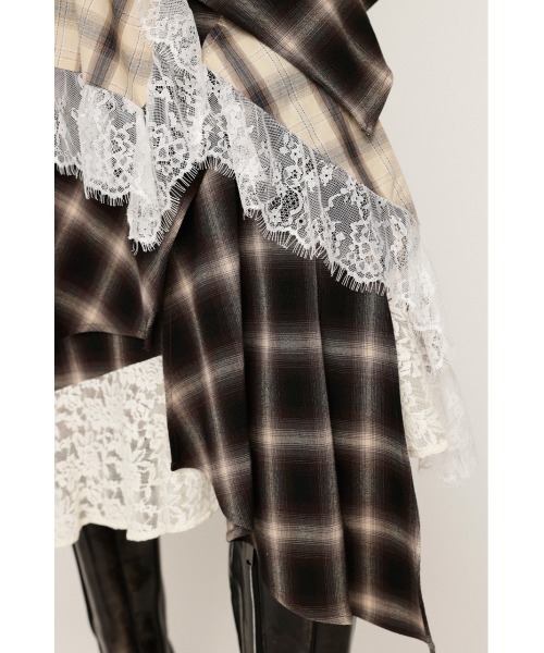 SLY スカート REMAKE LIKE LACE CHECK SK リメイクライク レース