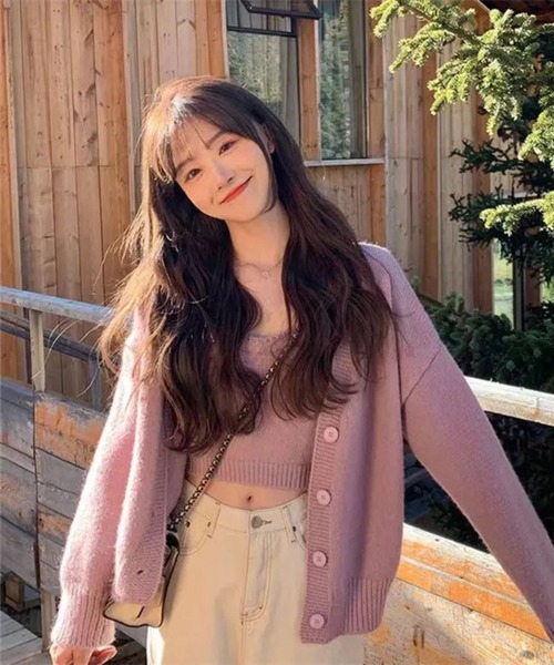 「almo」 「sevens」ニットアンサンブル FREE ピンク レディース_画像4