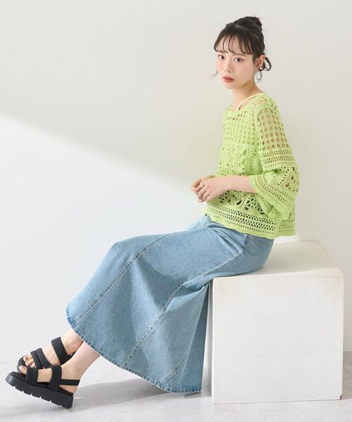 earth music&ecology tシャツ クロシェ風プルオーバー