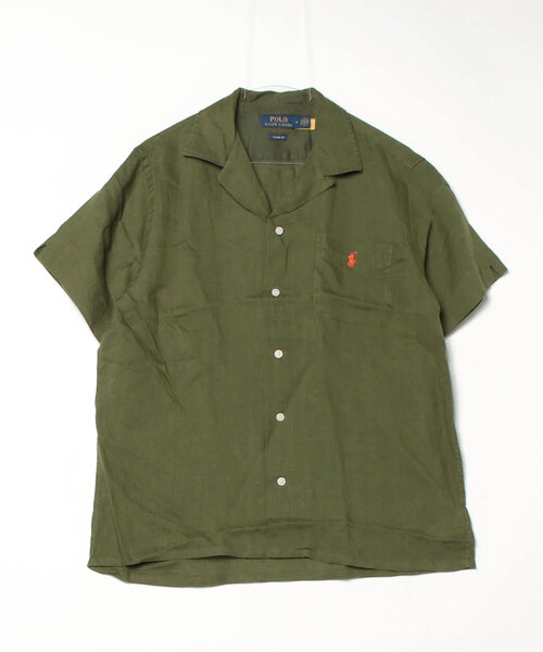 Polo Ralph Lauren リネン100% グリーンシャツ POLO RALPH LAUREN シャツ クラシック フィット リネン キャンプ