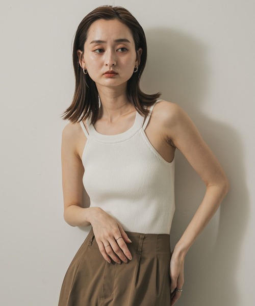 タンクトップ ノースリーブ llic Knit Tanktop レディース MUHET タンクトップ ノースリーブ layered like tank top with