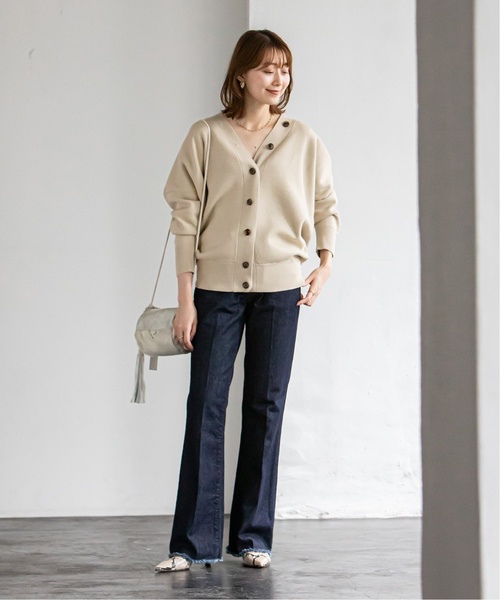 【1度着用のみ美品】 ノーブル ハイネックアンサンブル ニット カーディガン NOBLE（ノーブル） ニットカーディガン - オレンジ レディース