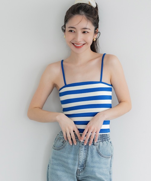 coca キャミソール OUTBRA カップ付きボーダーキャミソール