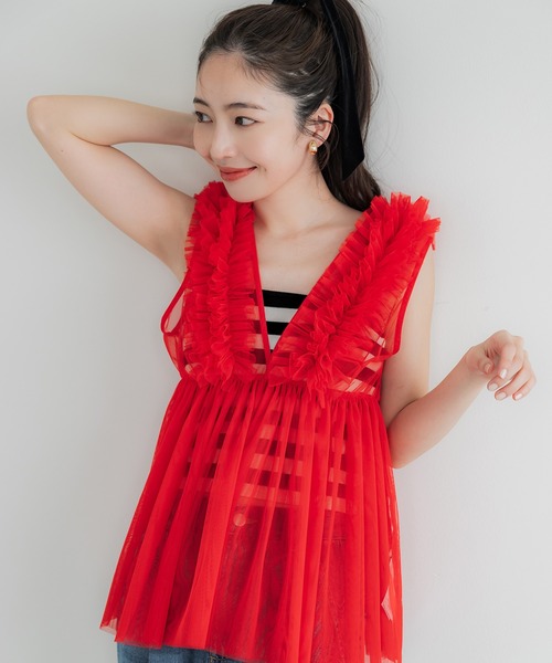 coca キャミソール OUTBRA カップ付きボーダーキャミソール