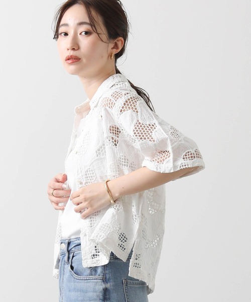 新品未使用　TORRAZZO DONNA レースブラウス　ホワイト Torrazzo Donna ブラウス シャツ カットワークレースブラウス